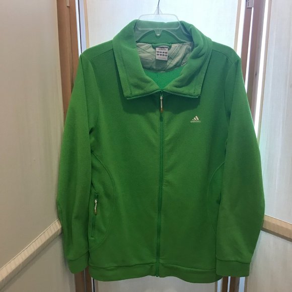 adidas Jackets & Blazers - ADIDAS Sz L Lime Green Athletic Activewear Fleece Jacket